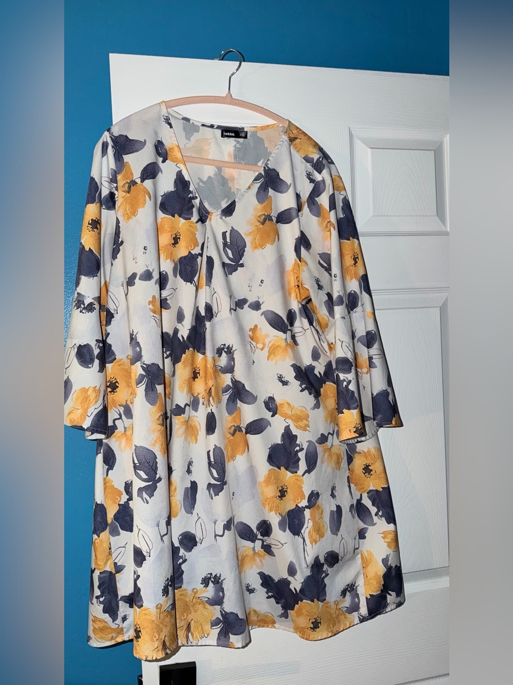Hekka Women's Size 2XL Long Dress ~ Blouse V Neck Floral Pullover